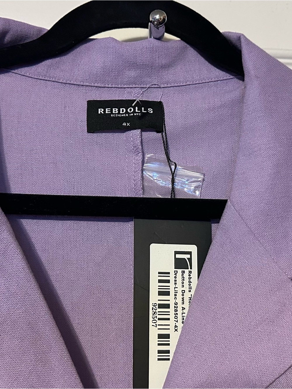 NWT REBdolls 4X Dress Button Up Shirt Dress Lilac-Purple A-Line “Hold Back”Flaw